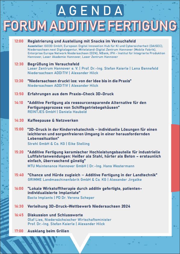 Agenda Forum Additive Fertigung 2024