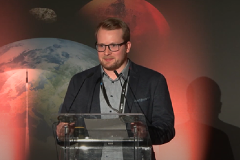 Tim Eismann speaking at Space Resources Week 